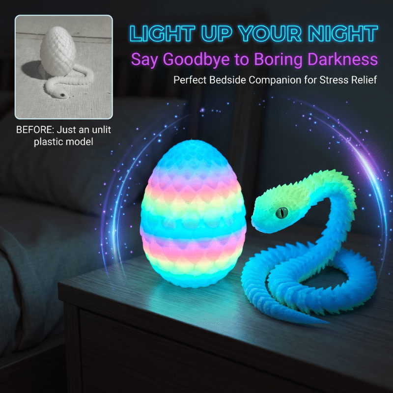 Luminous Rainbow Snake Egg Animal Game Set, 2pcs